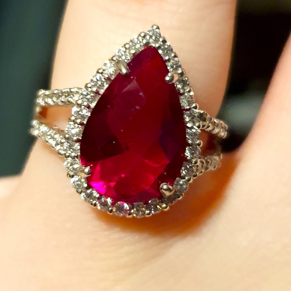 Imitation Ruby Sterling Silver Ring